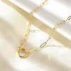 Brass Ring Link Paperclip Chain Necklaces X-NJEW-A042-05G-5