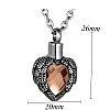 Angel Wing Heart Titanium Steel Urn Ashes Pendant Cable Chain Necklaces PW-WG79058-01-2