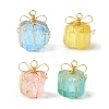 4Pcs 4 Colors Copper Wire Wrapped Electroplated Natural Quartz Cube Pendants PALLOY-TA00148-1