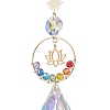 Glass Teardrop Window Hanging Suncatchers HJEW-JM04545-4