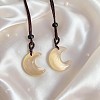 Cat Eye Crescent Moon Pendant Adjustable Polyester Cord Necklaces for Women WG7E713-02-1