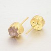 Flat Round Natural Druzy Agate Stud Earrings EJEW-L168-04B-2