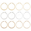  6 Pairs 6 Style 304 Stainless Steel Flattened Big Hoop Earrings for Women STAS-TA0001-89-1