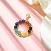 Wire Wrapped Chakra Mixed Gemstone Pendant Decorations HJEW-TA00077-2