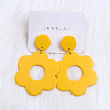 Flower with Flat Round Opaque Acrylic Dangle Stud Earrings FS-WG69462-07-1