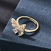 Brass Micro Pave Clear Cubic Zirconia Cuff Open Ring CU-CBA5C10-10G-1