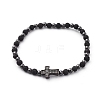 Natural Lava Rock Beads Stretch Bracelets BJEW-JB04802-2