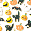 30Pcs 6 Styles Halloween Rack Plating Alloy Enamel Pendants PALLOY-CJ0002-32-9