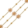 Glass & 304 Stainless Steel Cable Chain Beaded Chains SA-CBAD321-03G-1