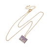 Brass Enamel Book Pendant Necklaces for Women KK-CBAF5B9-01G-02-2