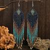 Bohemian Handmade Glass Seed Beads Rectangle Dangle Earrings PO2470-1