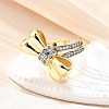 Brass Micro Pave Clear Cubic Zirconia Cuff Rings for Women RJEW-U051-01B-G-2