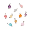 Natural Agate(Dyed & Heated) Faceted Round Charms PALLOY-JF04286-02-1