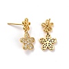 Flower Micro Pave Clear Cubic Zirconia Ear Studs for Her KK-K258-32G-RS-2