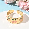 304 Stainless Steel Enamel Cuff Bangles for Women BJEW-B159-02G-2