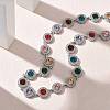 304 Stainless Steel Full Rhinestone Flat Round Link Chain Necklaces for Women SA-CBABBEA-02P-02-2