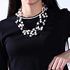 Zinc Alloy Plastic Pearl Beaded Tiered Necklaces NJEW-BB15215-8