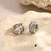 304 Stainless Steel Cubic Zirconia Hoop Earrings for Women SA-CBAF36C-02A-P-1
