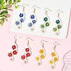 Flower Glass Seed Beaded Dangle Earrings EJEW-MZ00775-1