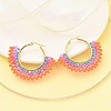 304 Stainless Steel & Bohemian Beaded Fan Hoop Earrings for Women EJEW-R001-01G-05-5