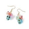 Glass & Synthetic Turquoise Beads Dangle Earrings EJEW-JE07452-5