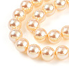 UV Plating Pearlized Glass Pearl Beads Strands GLAA-F128-01B-T6-4