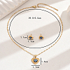 Vintage 201 Stainless Steel & Plastic Heart with Evil Eye Stud Earrings & Pendant Necklaces Set for Women JC7248-2