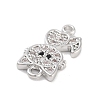 Brass Pave Clear & Black Cubic Zirconia Pet Kitten Connector Charms KK-Z061-01P-01-2