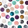 56Pcs 7 Colors Dyed Natural Flat Round Shell Pendants SHEL-FS0001-13-3