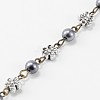 Handmade Round Glass Pearl Beads Chains for Necklaces Bracelets Making AJEW-JB00074-02-1