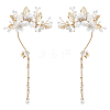 2Pcs 2 Styles Flower Crystal Rhinestone & Plastic Pearl Cuff Earrings EJEW-FH0001-13G-1