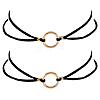 Alloy Ring Link Black Faux Suede Choker Necklaces NJEW-WH20002-11E-1