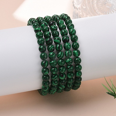 Synthetic Malachite(Dyed) Bead Stretch Bracelets BJEW-K212-A-031-1
