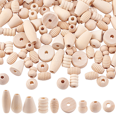 2 Bags Natural Unfinished Wood Beads Set WOOD-PH0001-89-1