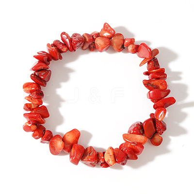 Synthetic Coral Chips Bead Stretch Bracelets for Women Men CI5318-22-1