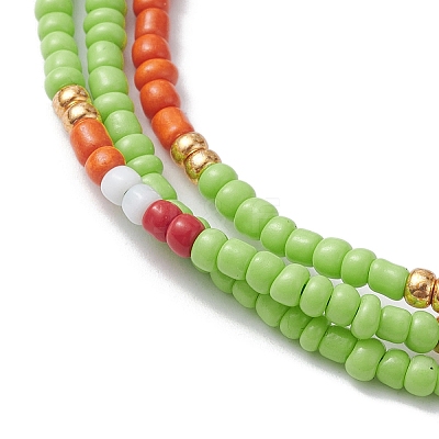 Adjustable Glass Seed Beaded Triple Layer Multi-strand Bracelet BJEW-MZ00048-05-1
