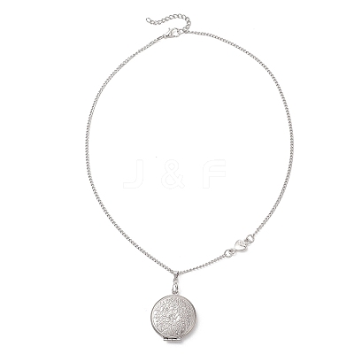 316 Stainless Steel Heart Oval Flat Round Locket Pendant 304 Stainless Steel Twisted Chain Necklaces NJEW-JN05839-1