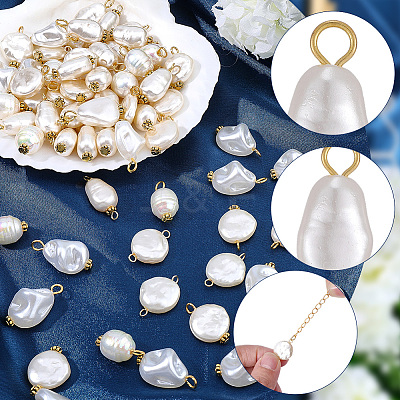 120Pcs 6 Styles Acrylic Imitation Pearl Pendants and Links FIND-BM0001-21-1