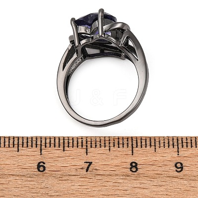 Heart Brass Micro Pave Cubic Zirconia Finger Rings FS-WG4D14B-05-1