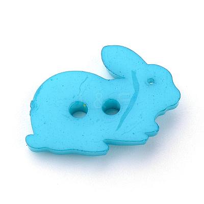 2-Hole Opaque Solid Color Bunny Acrylic Buttons BUTT-S020-35-1