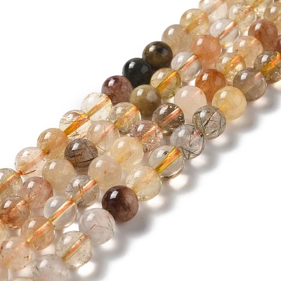 Natural Rutilated Quartz Beads Strands G-B029-B02-03-1