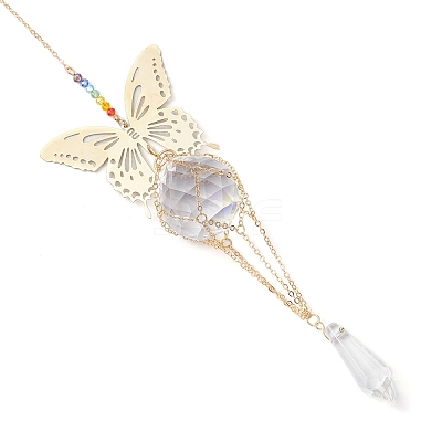 Butterfly 201 Stainless Steel Connector Charms and Glass Suncatchers HJEW-JM04736-01-1