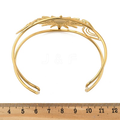 304 Stainless Steel Cuff Bangles for Women BJEW-Z091-07G-1