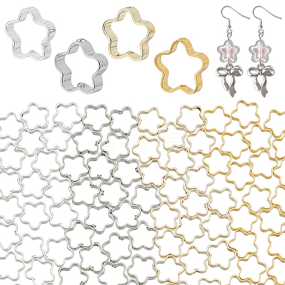 40Pcs 4 Styles Brass Beads Frame KK-AR0004-55-1