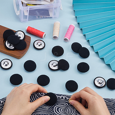 20Pcs Iron with Cloth Buttons BUTT-GF0003-76B-1