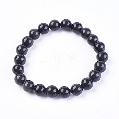 Natural Rainbow Obsidian Stretch Bracelets BJEW-F315-8mm-1