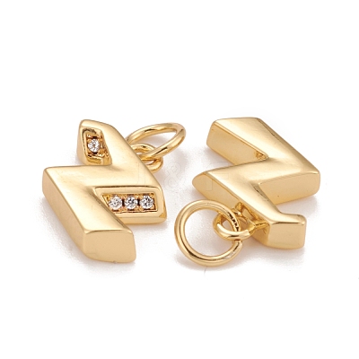 Rack Plating Eco-friendly Brass Micro Pave Clear Cubic Zirconia Charms KK-D072-01G-Z-NR-1