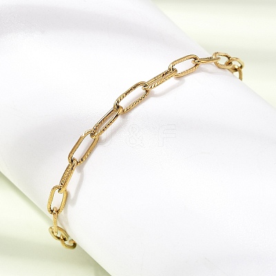4MM 304 Stainless Steel Textured Paperclip Chain Bracelets for Man and Women SA-CBAB767-11G-1