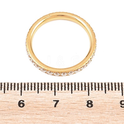 304 Stainless Steel Micro Pave Cubic Zirconia Finger Rings for Women RJEW-F214-01G-01-1