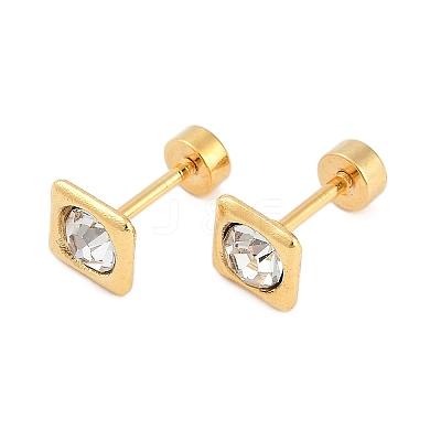 Square Crystal Rhinestone Ear Fake Plugs EJEW-H105-21G-A-1
